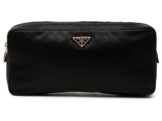 Prada Multi-Zip-Etui aus schwarzem Satin