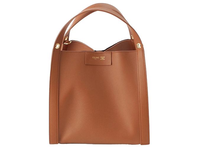 Céline Celine Sac Cube Small en cuir de veau souple marron