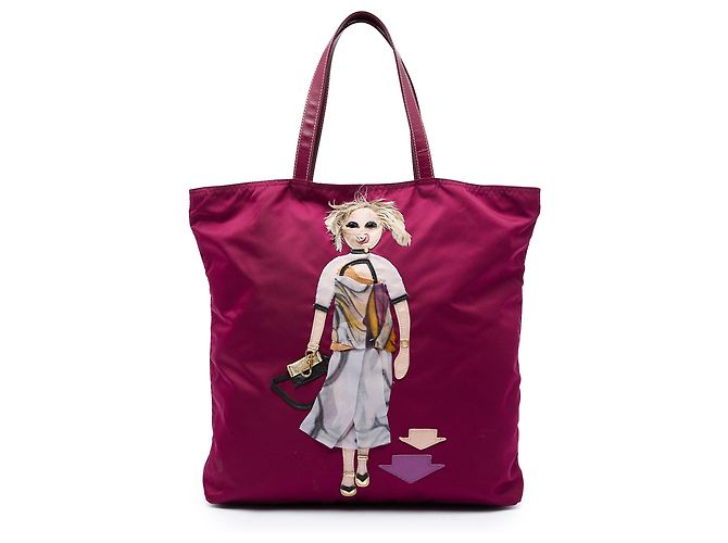 Saco Tote Prada Purple Tessuto Robot Doll Roxo