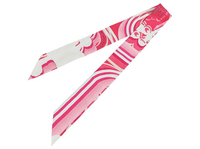 Pañuelo Twilly Hermès Pink Brides de Gala Shadow de seda Rosa