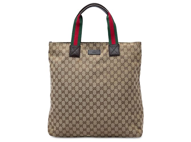 Gucci Beige GG Canvas Web Vertical Tote