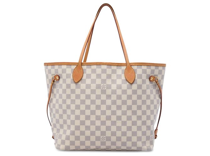 Louis Vuitton White Damier Azur Neverfull MM Branco
