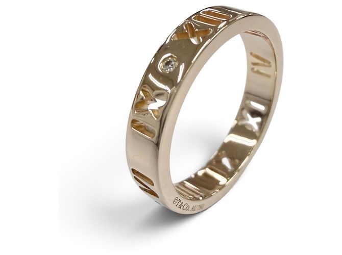 Anel Aliança Tiffany & Co. em Ouro Rosa e Diamantes Dourado