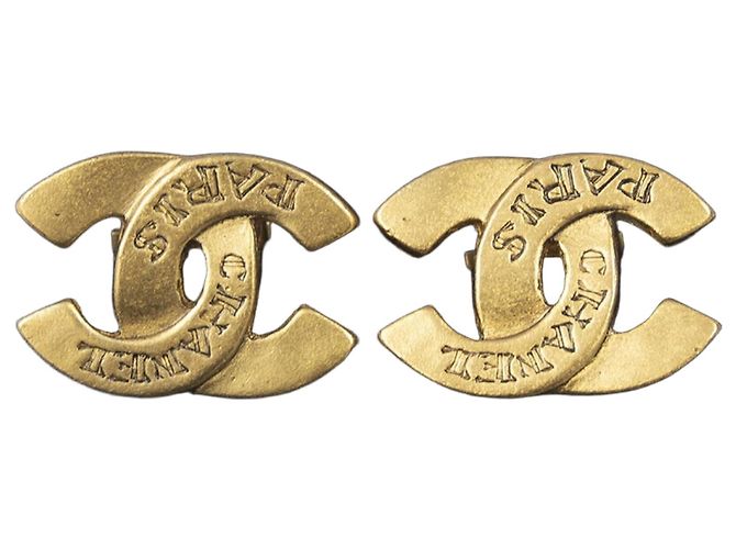 Boucles d'oreilles clips Chanel Coco Mark en or Doré