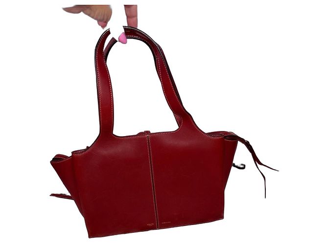 Sac cabas Céline en cuir rouge