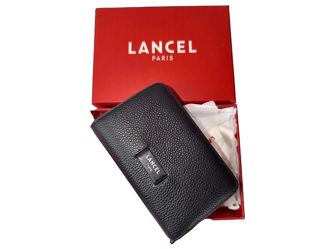 Lancel grained leather wallet in black