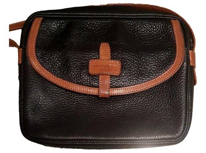 Courreges Borsa a tracolla in pelle nera e marrone Nero