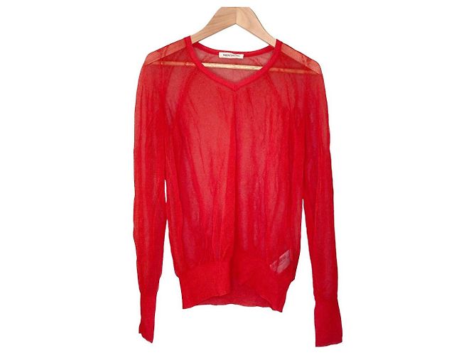 Autre Marque Power Net V-Neck Knitwear Strickware support surface Rot