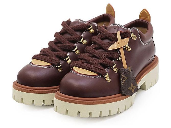 Louis Vuitton LV Remix Monogram Canvas Leather Derby Boots Brown
