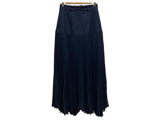 Autre Marque rokh Plisse-Spitzen-Maxirock Blau Marineblau