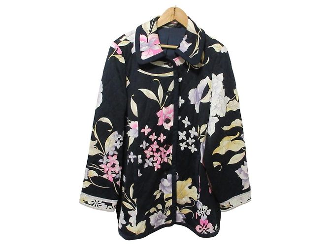 Autre Marque Steppmantel aus Seidenmischung mit Blumenprint LEONARD Schwarz