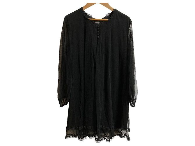 Autre Marque Túnica Ingeborg em tule de bolinhas com laço Preto