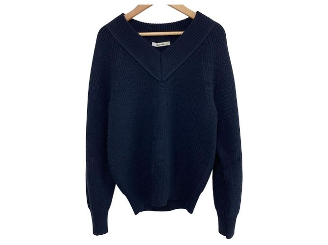 Autre Marque SLOANE 5G Merino Wool Pullover Knit Blue Navy blue