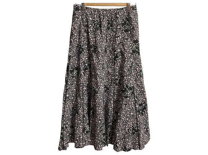 Autre Marque Gonna lunga floreale Ingeborg Nero Rosa