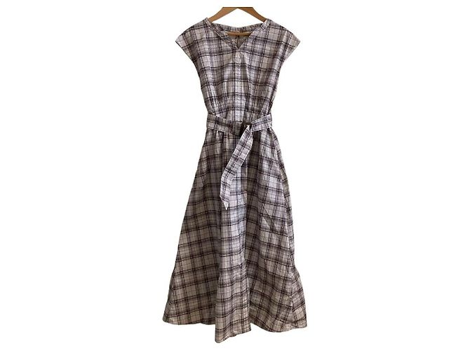 Autre Marque Noela ärmelloses Kleid mit Karomuster Braun