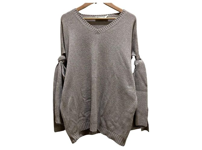 Pull en maille à col en V Jil Sander Marron