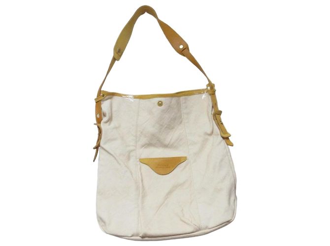 Autre Marque Bolsa de ombro em couro e lona SEAGULL SHIP Bege