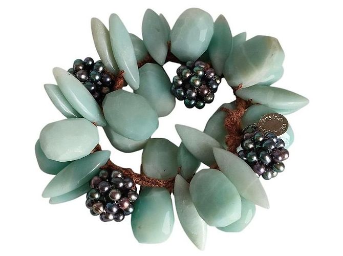 Autre Marque Acca Stein-Haargummi-Armband Blau