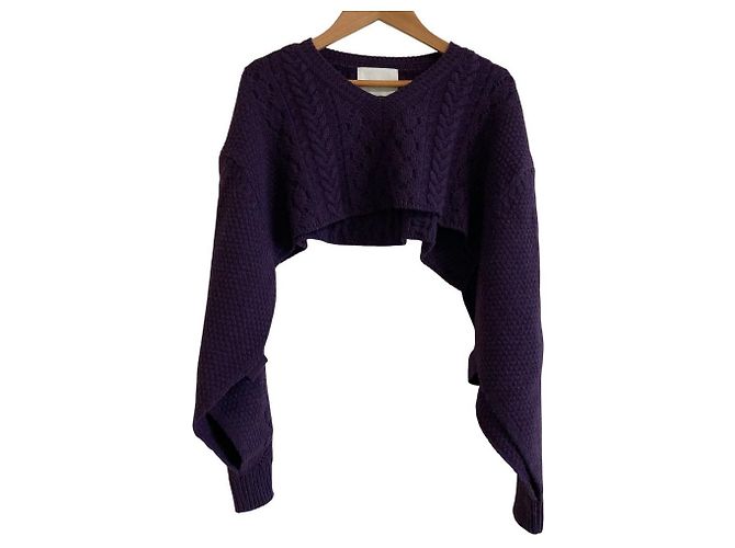 Autre Marque TAN Kurzstrickpullover aus Wolle Lila