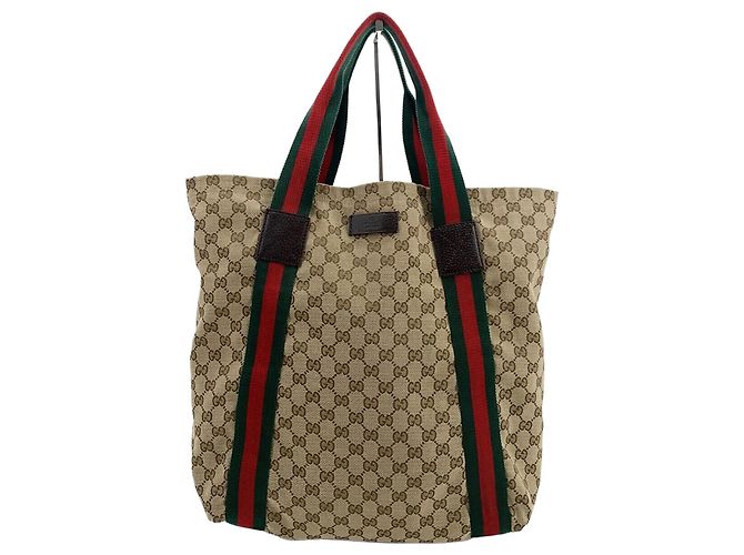 Gucci Jacquard Web Stripe Tote Bag Braun