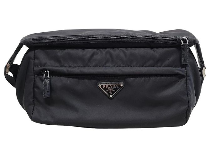 Prada Black Re-Nylon Saffiano Shoulder Biker Bag Medium