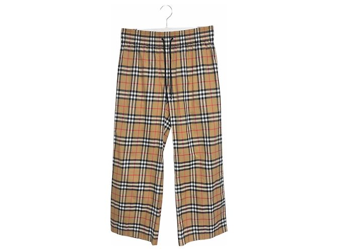 Burberry Pantalones de satén Nova Check Castaño