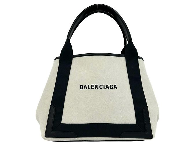 Bolsa Balenciaga Cabas Logo Navy Branco Azul marinho
