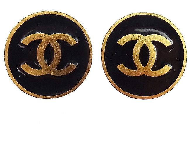 Chanel CC Round Clip-On Metal D'oro