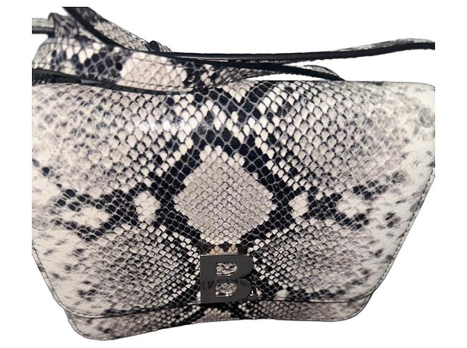 Sac à bandoulière Balenciaga en cuir de python Noir Blanc Gris Imprimé python