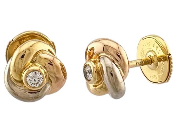 Cartier Trinity Ohrringe mit Diamanten Silber Weiß Golden