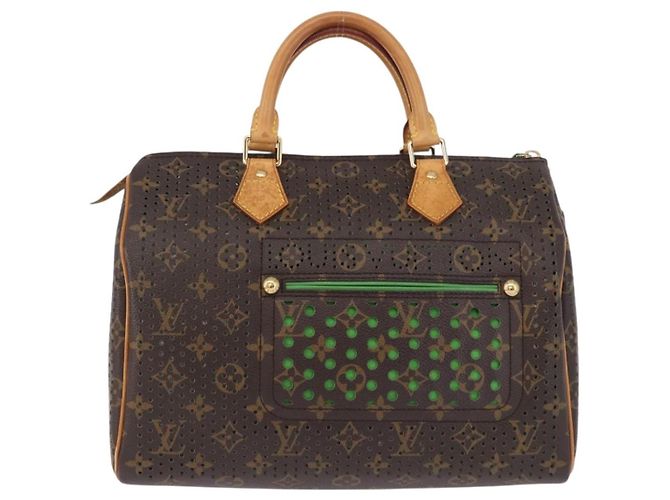 Louis Vuitton Speedy Perforated Monogram Canvas 30 Castaño