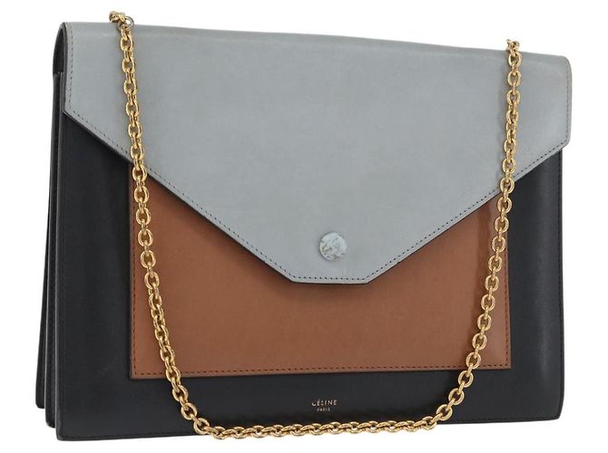 Céline CELINE Large Flap Chain Shoulder Bag Leather Multicolor Gold