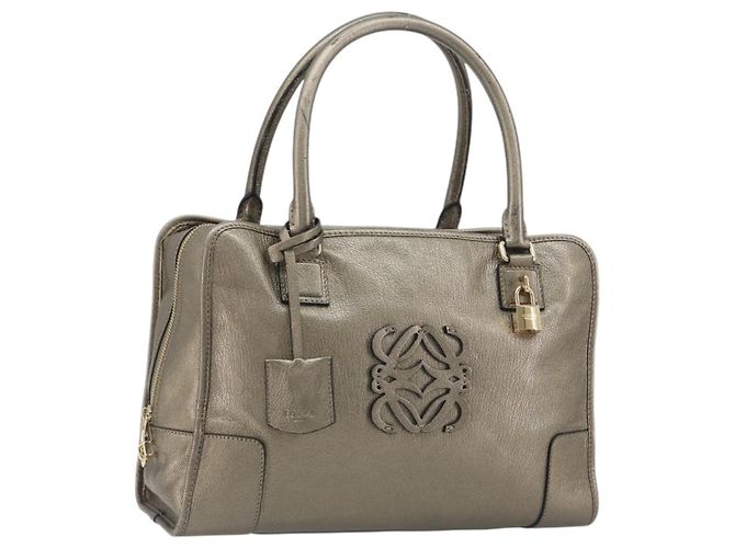 Bolsa LOEWE Amazon 34 em couro dourado autêntica 196701V