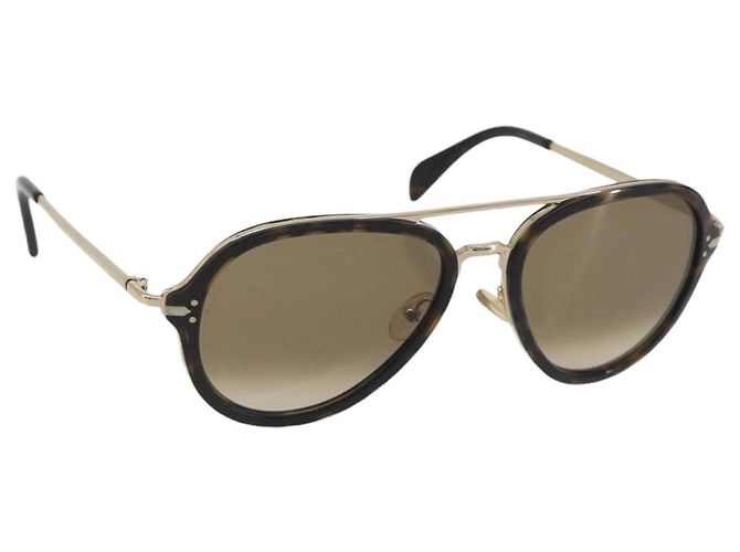 Céline Gafas de sol CELINE Plástico Tortoise Brown Gold Tone Auth BA15025V Castaño