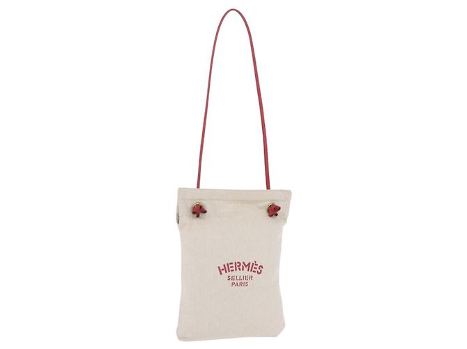 Hermès Borsa a tracolla HERMES Aline PM Canvas Beige Red Auth 198647A Rosso