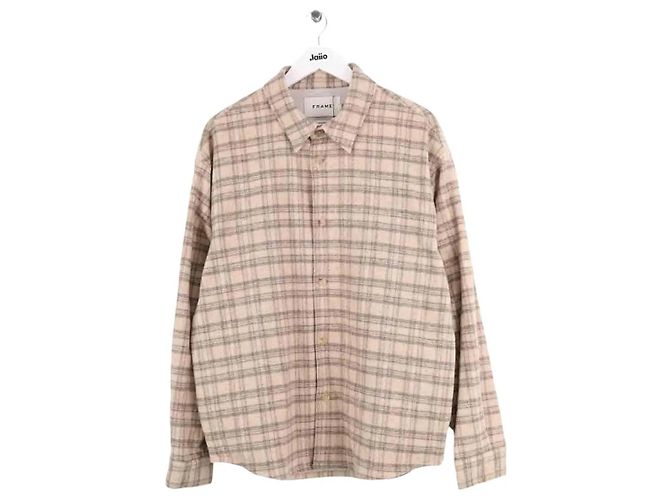 Frame Denim Woolen plaid overshirt jacket beige