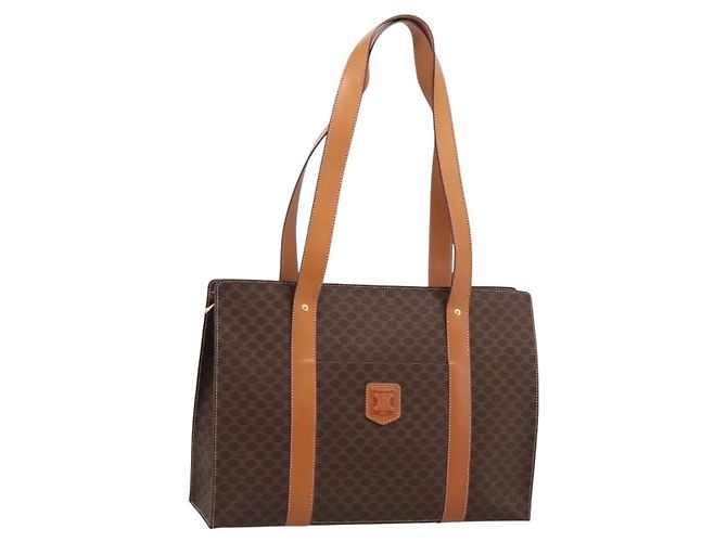 Céline Sac cabas CELINE Macadam Canvas PVC Cuir Marron Or Auth am12243V Doré