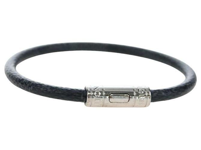LOUIS VUITTON Damier Graphite Bra Rubbed Keep It Bracelet M6609E LV Auth 195934V