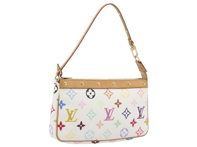 LOUIS VUITTON Monogram Multicolor Pochette Accessoires White M92649 Auth 196048V Branco