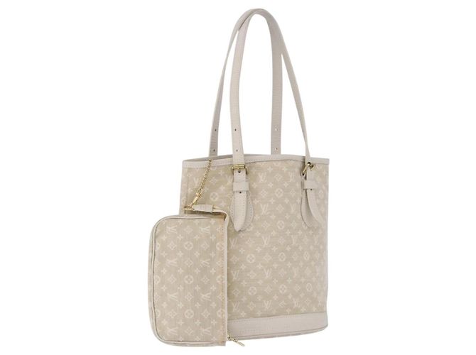 Borsa LOUIS VUITTON Monogram Mini Lin Bucket PM Bianca Dunne M95316 Auth ep15674V Bianco
