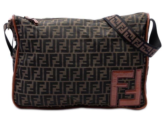 Borsa a tracolla Fendi Zucca Canvas marrone