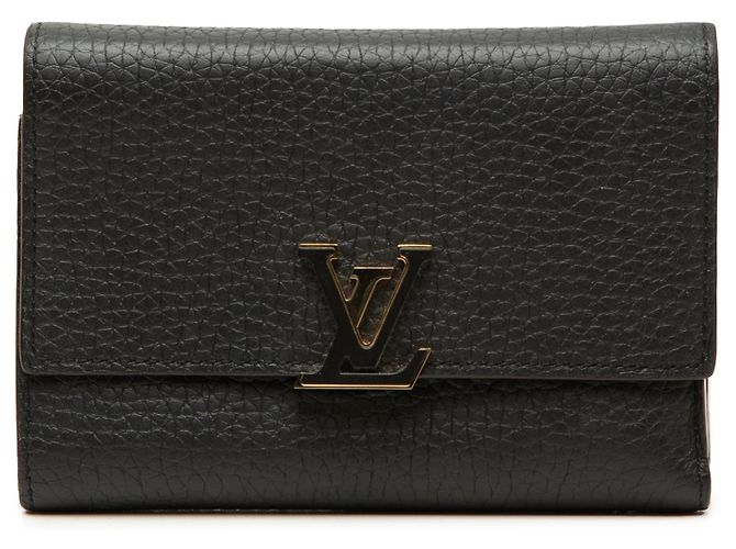 Black Louis Vuitton Taurillon Capucines Compact Wallet Small Wallets