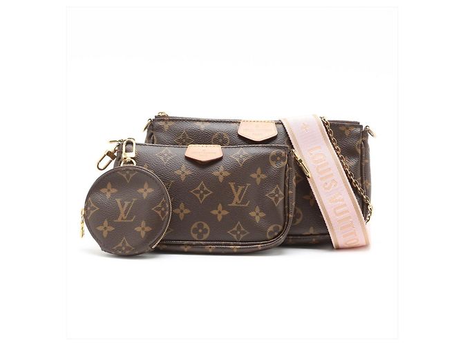 Louis Vuitton Multi Pochette Accessoires Canvas Pouch Crossbody Monogram Marrone