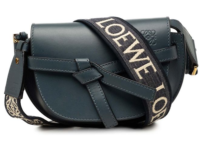 Borsa Dual Gate Mini in vitello morbido blu LOEWE