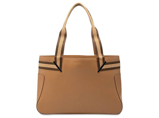 Borsa Gucci Web in pelle di vitello marrone