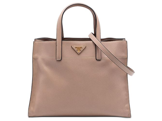 Borsa Tote Prada Saffiano Soft con tripla tasca marrone