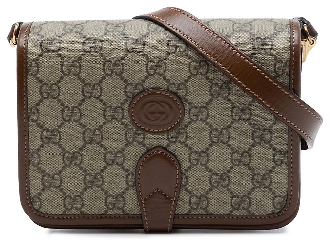 Borsa a tracolla Gucci Mini GG Supreme Interlocking G Beige