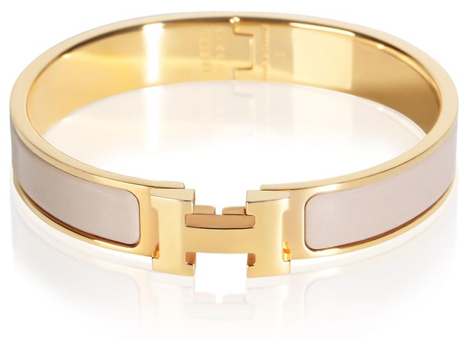 Pulsera Hermès Clic H chapada en oro en Marron Glacé