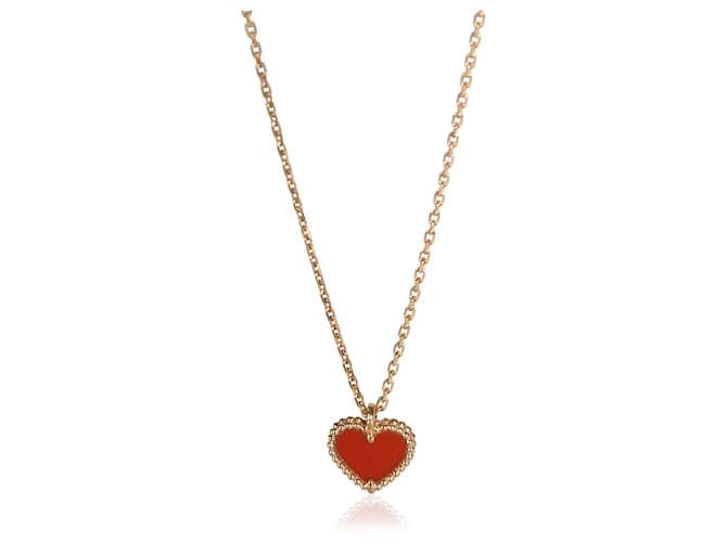 Van Cleef & Arpels Rose Gold Carnelian Sweet Hearts Pendant 