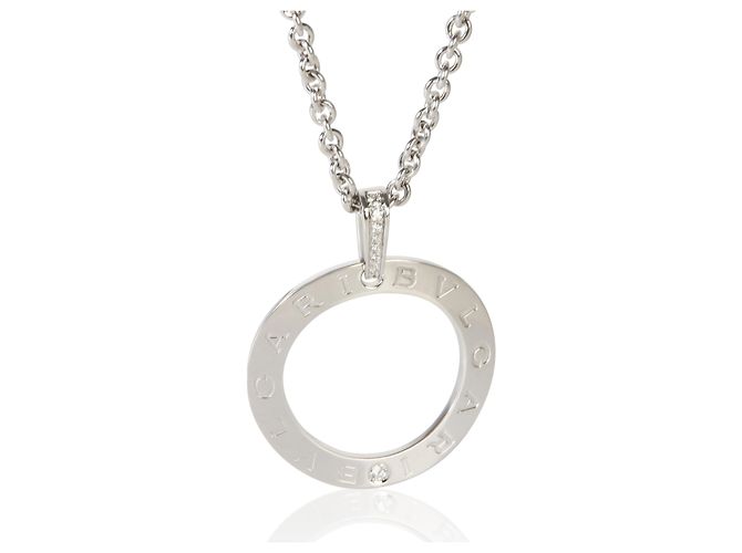 Bulgari Pingente Círculo em Ouro Branco e Diamantes BVLGARI